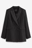 Black Double Breasted Crepe Tuxedo Jacket, Regular