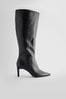 Black Signature Leather Forever Comfort® Point Toe Knee High Boots