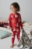Rot, Pinguin - Langärmeliger Pyjama mit Weihnachtsfigurenprint (9 Monate bis 16 Jahre)