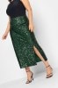 Yours Curve Green London Sequin Tube Skirt
