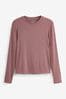 Rose Pink Soft Touch Ribbed Long Sleeve T-Shirt with TENCEL™ Lyocell