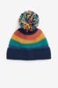 Rainbow Blue paradox Knitted Pom Hat (0mths-2yrs)