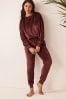 Berry Red Long Sleeve Fleece Pyjamas