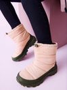 Pink Shimmer Waterproof Warm Faux Fur Lined Snow Boots