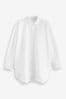 White Oversized Long Sleeve Cotton Shirt, Regular
