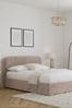 Opulent Velvet Natural Pebble Matson Upholstered Ottoman Storage Bed Frame