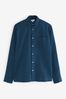 Marineblau - Langärmeliges Hemd aus Leinengemisch