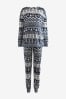 Navy Blue Fairisle Pattern Matching Family Womens Maternity Christmas Cotton Pyjamas