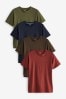 Navy Blue/ Brown/ Rust Red/ Green T-Shirt 4 Pack, Regular