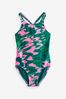 Green/Pink Sports Swimsuit (3-16yrs)