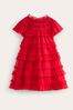 Boden Red Tulle Tiered Dress