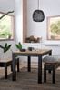 Dark Natural Bronx Oak Effect 4 Seater Dining Table and Bench Set, 4 Seater