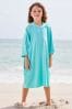 Aqua Blue Oversized Hooded Towelling Cover-Up
