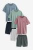 Pink/Grün/Blau - Jersey-Pyjama mit Shorts im 3er-Pack