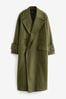 Khaki Green Relaxed Fit Overcoat, Regular