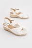 White Broderie Bow Wedge Sandals