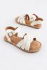 White Wide Fit (G) Leather Woven Sandals