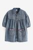 Blau, Denim, bestickt - Hemdkleid aus Baumwolle (3 Monate bis 8 Jahre)