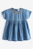 Blau Denim - Kleid mit Erbeerstickerei (3 Monate bis 8 Jahre)