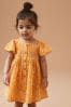 Gelbes Blümchendesign - Kleid aus Baumwolle mit Knopfleiste (3 Monate bis 8 Jahre)