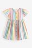 Regenbogenfarben gestreift - Kleid aus Baumwolle mit Knopfleiste (3 Monate bis 8 Jahre)