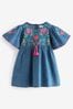 Blau Denim - Besticktes Kaftan-Kleid (3 Monate bis 10 Jahre)