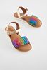 Rainbow Leather Woven Sandals