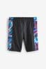 Black/Blue Longer Length Stretch Swim Shorts (3-16yrs)
