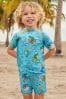 Blau/Kugelfisch - Sonnenschutzset aus Oberteil und Shorts (3 Monate bis 7 Jahre)
