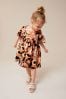 Brown Short Sleeeve Wrap Dress (3mths-7yrs)