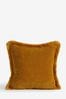 Ochre Yellow Soft Velour Fringe 45 x 45cm Cushion