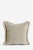 Stone Natural Soft Velour Fringe 45 x 45cm Cushion