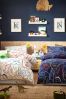 Ecru Cream/Navy Blue Dino Duvet Cover and Pillowcase Set