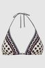 Reiss Navy/White Zana Printed Halter Neck Triangle Bikini Top