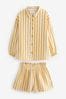 Ecru Cream/Yellow Stripe Button Through Short Pyjamas (6-16yrs)