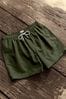 Khaki Green Plain Essential Swim Shorts, Plain