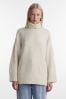 PIECES Cream Roll Neck Oversized Longline Knitted Jumper