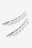Silver Tone Pearl and Sparkle Hair Slides 2 PK