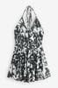 Schwarz/Weiß - Kurzes Skort-Kleid mit Neckholder