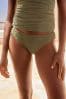 Khakigrün - Bikinihose mit hohem Beinausschnitt und seitlicher Raffung