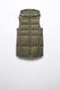 Mango Long Quilted Gilet with Hood