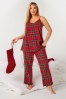 Yours Curve Red Limited Christmas Tartan Pyjamas Trousers