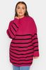 Yours Curve Pink Luxury Stripe High Neck Jumper