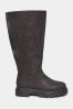 Yours Curve Black Extra Wide Fit Cleated Calf Boots, Extra Wide Fit