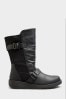 Yours Curve Black Wide Fit Low Wedge Buckle Boots, Wide Fit