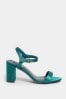 Yours Curve Green Extra-Wide Fit Block Heel Sandals