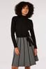 Apricot Black Chevron Skirt Tie Waist Knit Dress