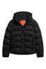 Superdry Black Hooded Microfibre Sports Puffer Jacket