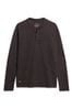 Superdry Brown Relaxed Fit Waffle Cotton Henley Top