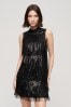 Superdry Black Fringe Sequin Aline Mini Dress